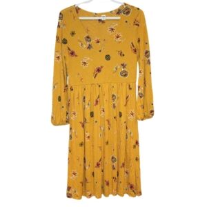 2/$30 🏷 Old Navy Yellow Floral Long Sleeve Dress Size S